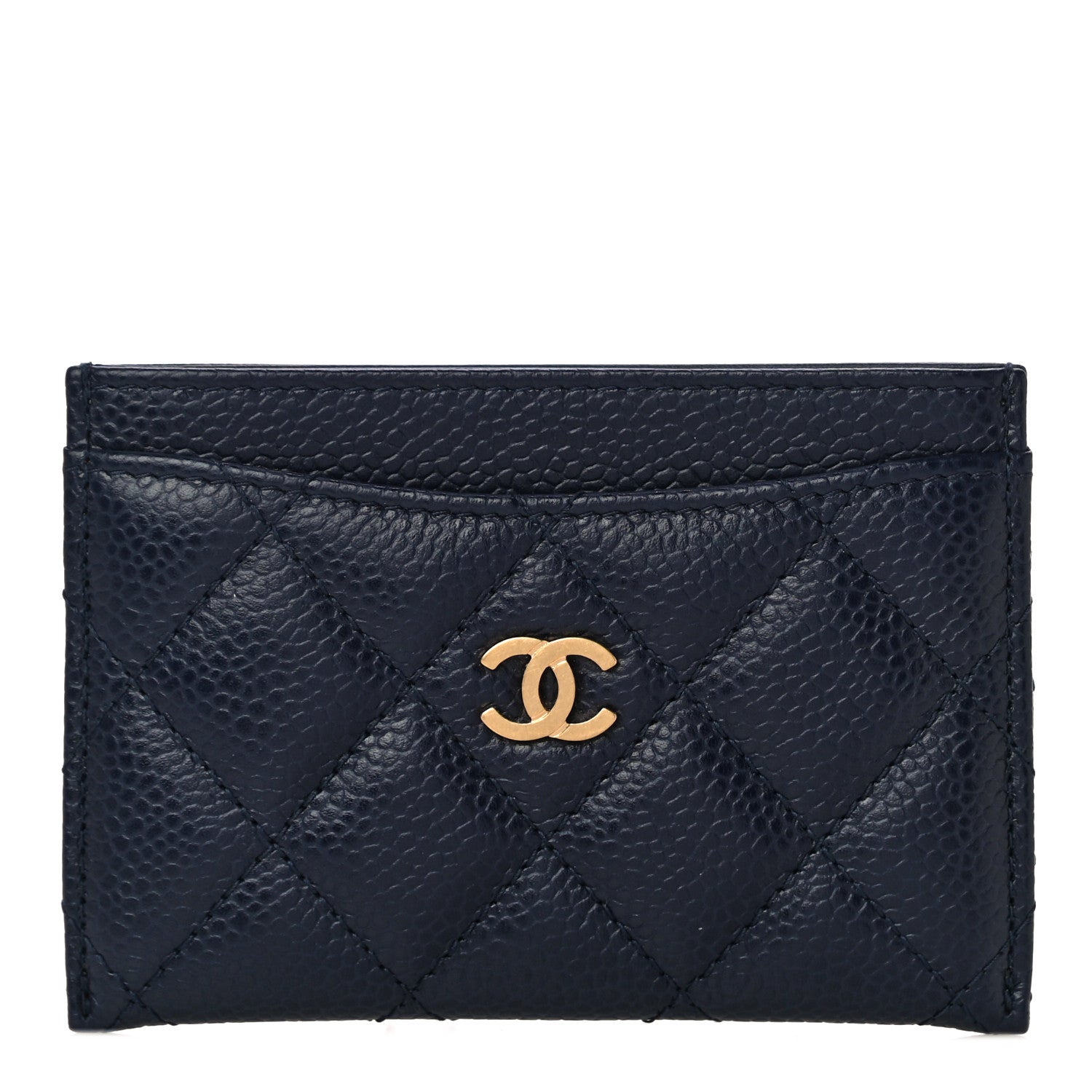 Chanel Caviar Quilted Card Holder Navy 1 of 11