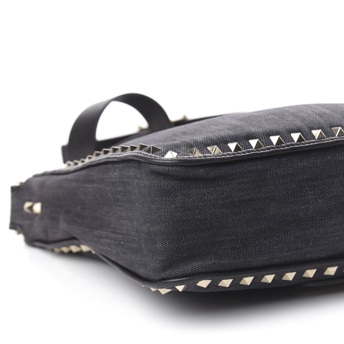 Denim Small Rockstud Flip-Lock Messenger Bag Blue