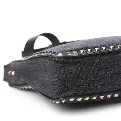 Valentino Garavani Denim Small Rockstud Flip-Lock Messenger Bag Blue 8 of 9