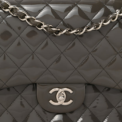 Chanel Patent Calfskin Quilted Jumbo Double Flap Grey 8 of 10