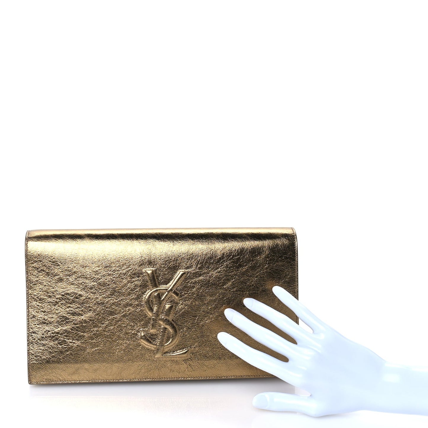 Metallic Calfskin Monogram Large Belle De Jour Clutch Gold