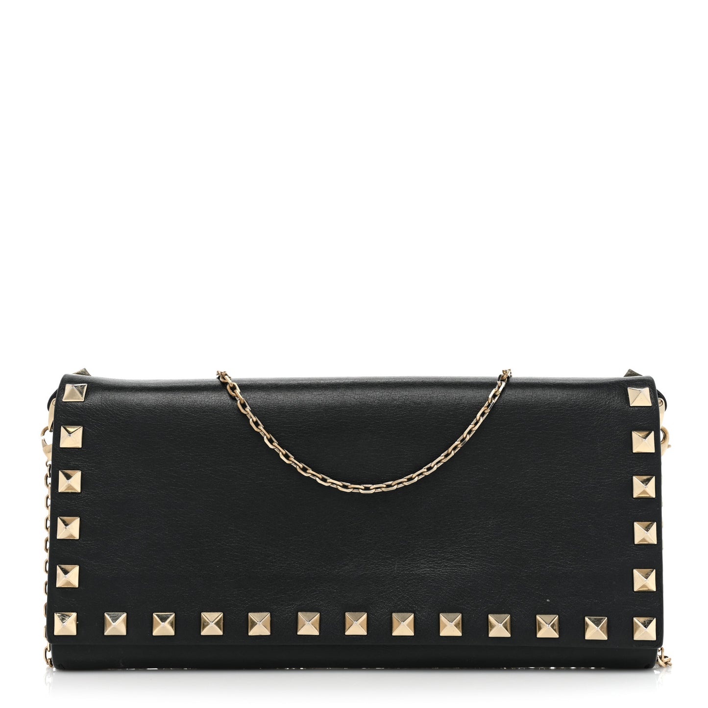 Vitello Rockstud Flap Wallet on Chain Black