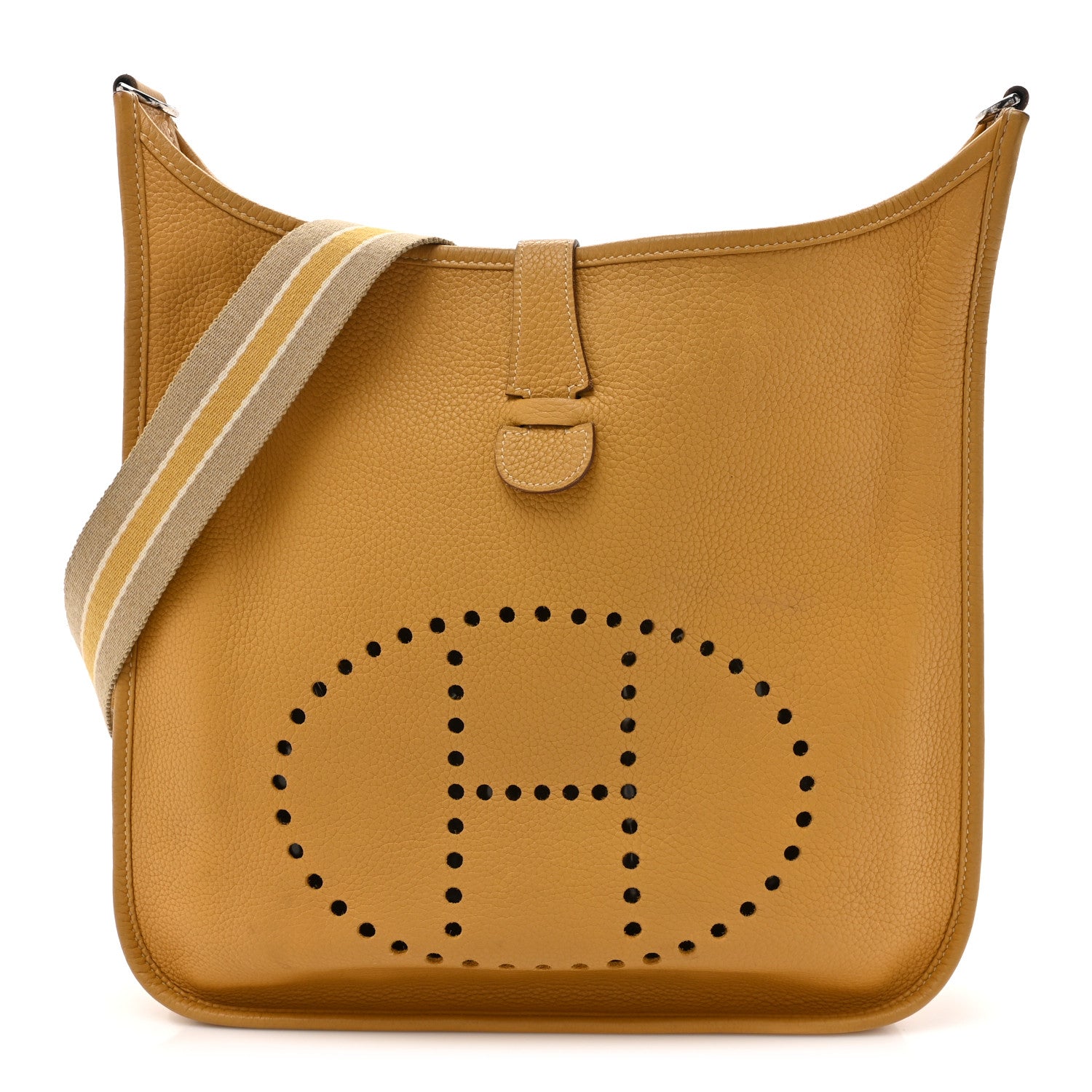 Hermes Taurillon Clemence Amazone Evelyne II GM Curry 1 of 18