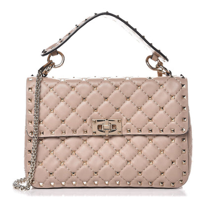 Valentino Garavani Lambskin Medium Rockstud Spike Shoulder Bag Poudre 1 of 7