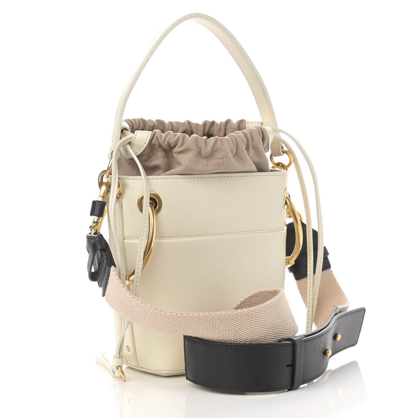 Smooth Calfskin Mini Roy Bucket Bag Natural White