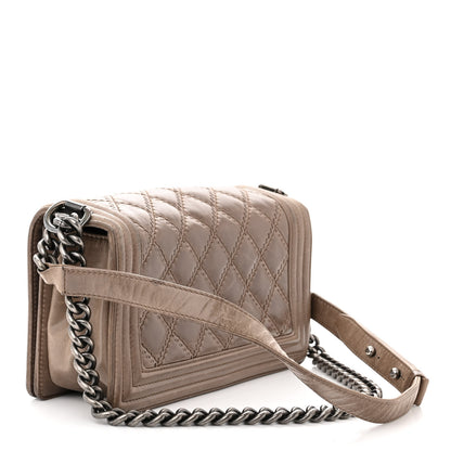 Chanel Calfskin Quilted Double Stitch Medium Boy Flap Brown 3 of 14