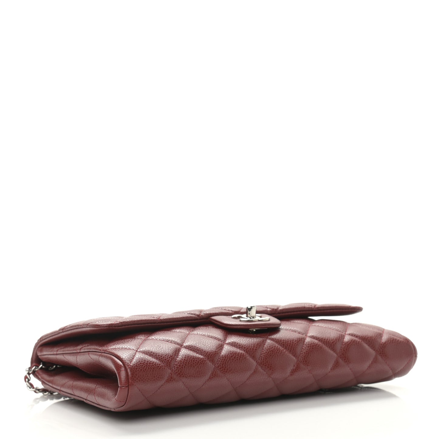 Caviar Quilted Clutch With Chain Flap Dark Red