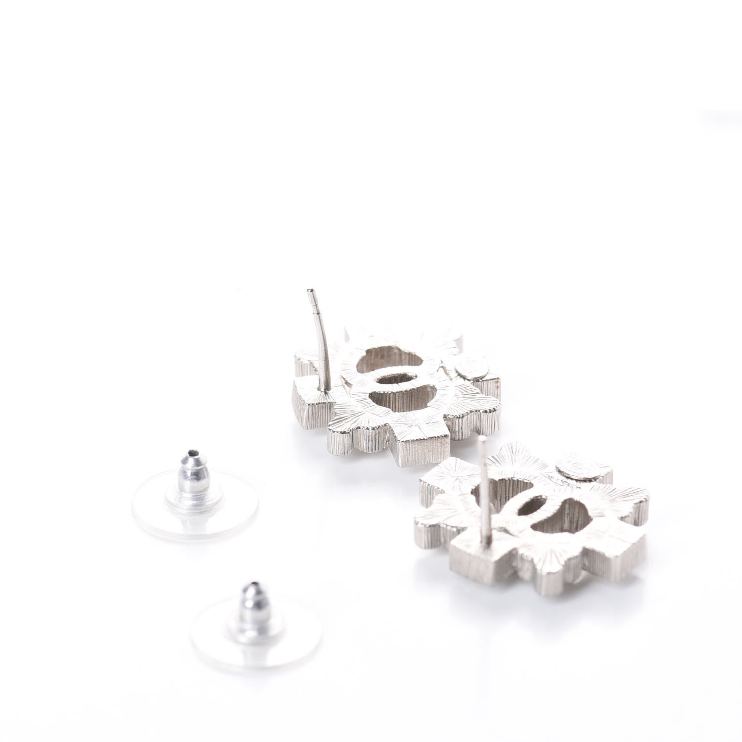 Chanel Swarovski Crystal CC Earrings Silver 3 of 5