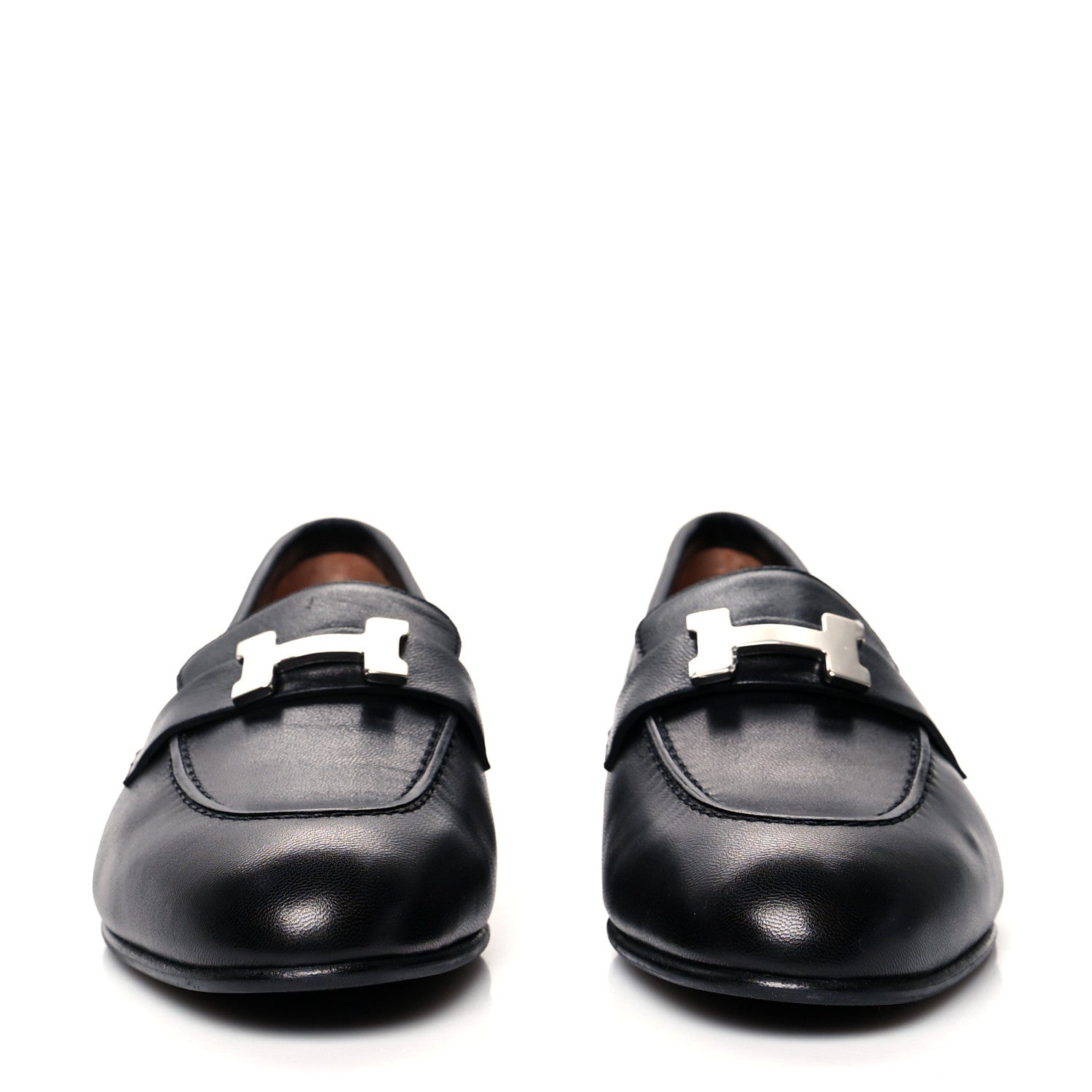 Hermes Goatskin Womens Paris Loafers 38 Black 2 of 8