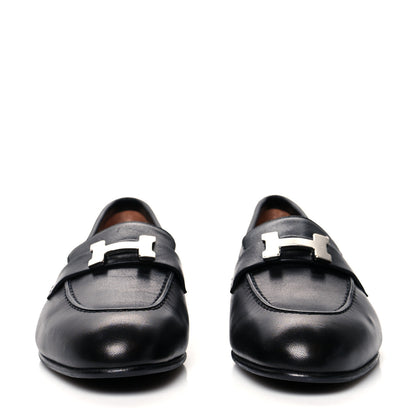 Hermes Goatskin Womens Paris Loafers 38 Black 2 of 8