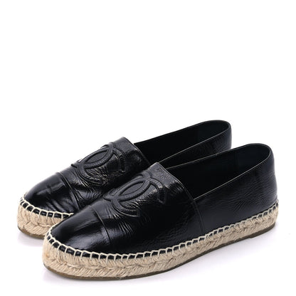 Chanel Laminated Goatskin CC Espadrilles 38  Black 3 of 10