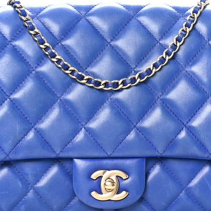 Chanel Lambskin Quilted Clutch Flap Blue 8 of 10