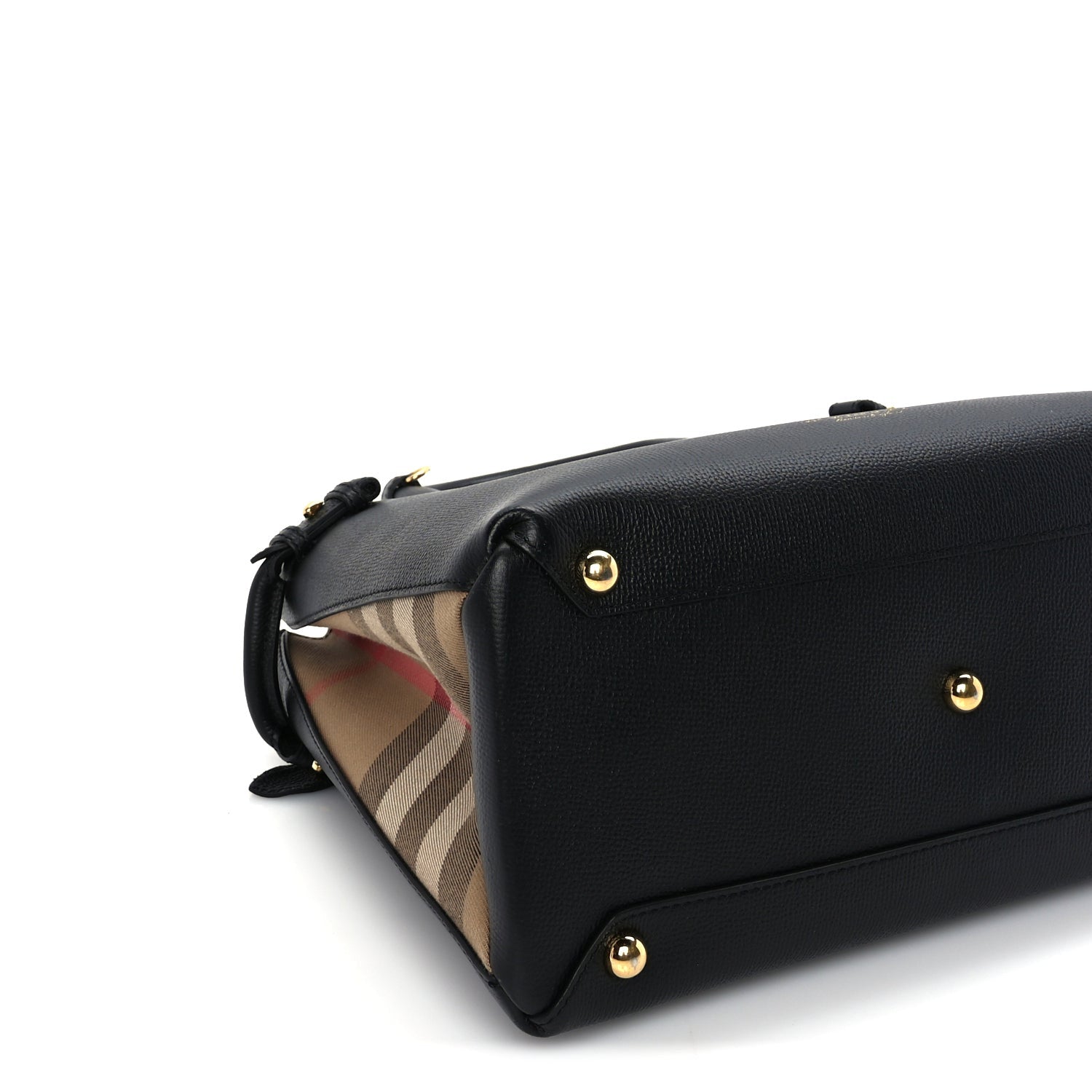 Burberry Grainy Calfskin House Check Medium Banner Tote Black 7 of 8