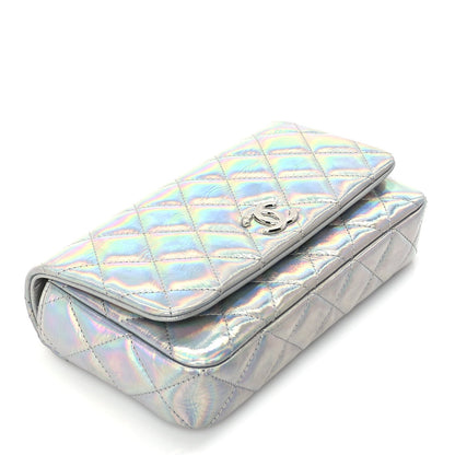 Chanel Iridescent Mirror Goatskin Quilted Clutch With Chain  Silver 8 of 9