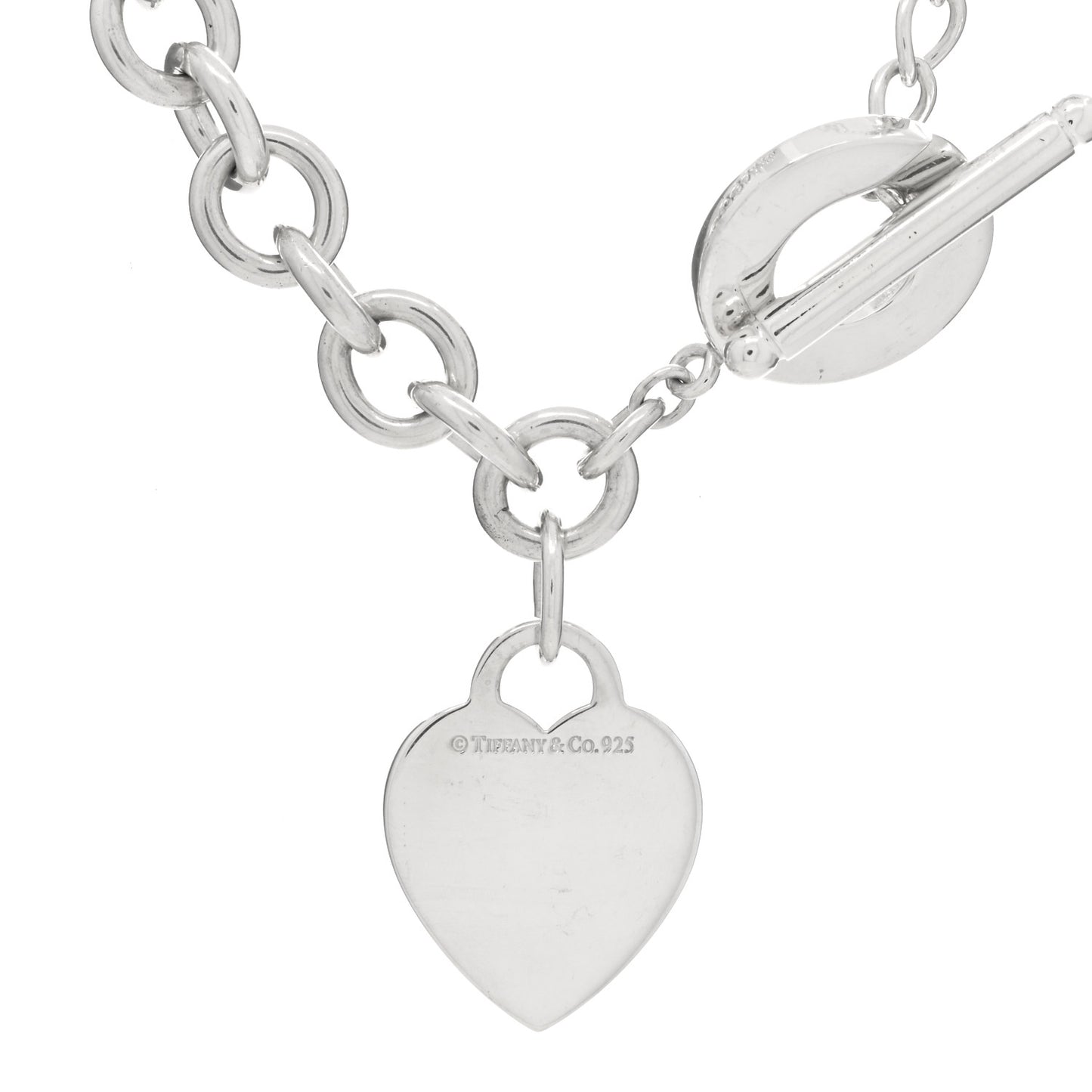 Sterling Silver Heart Tag Toggle Necklace
