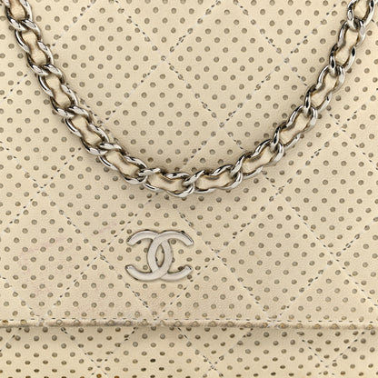 Chanel Perforated Lambskin Quilted Wallet On Chain WOC Beige 9 of 14
