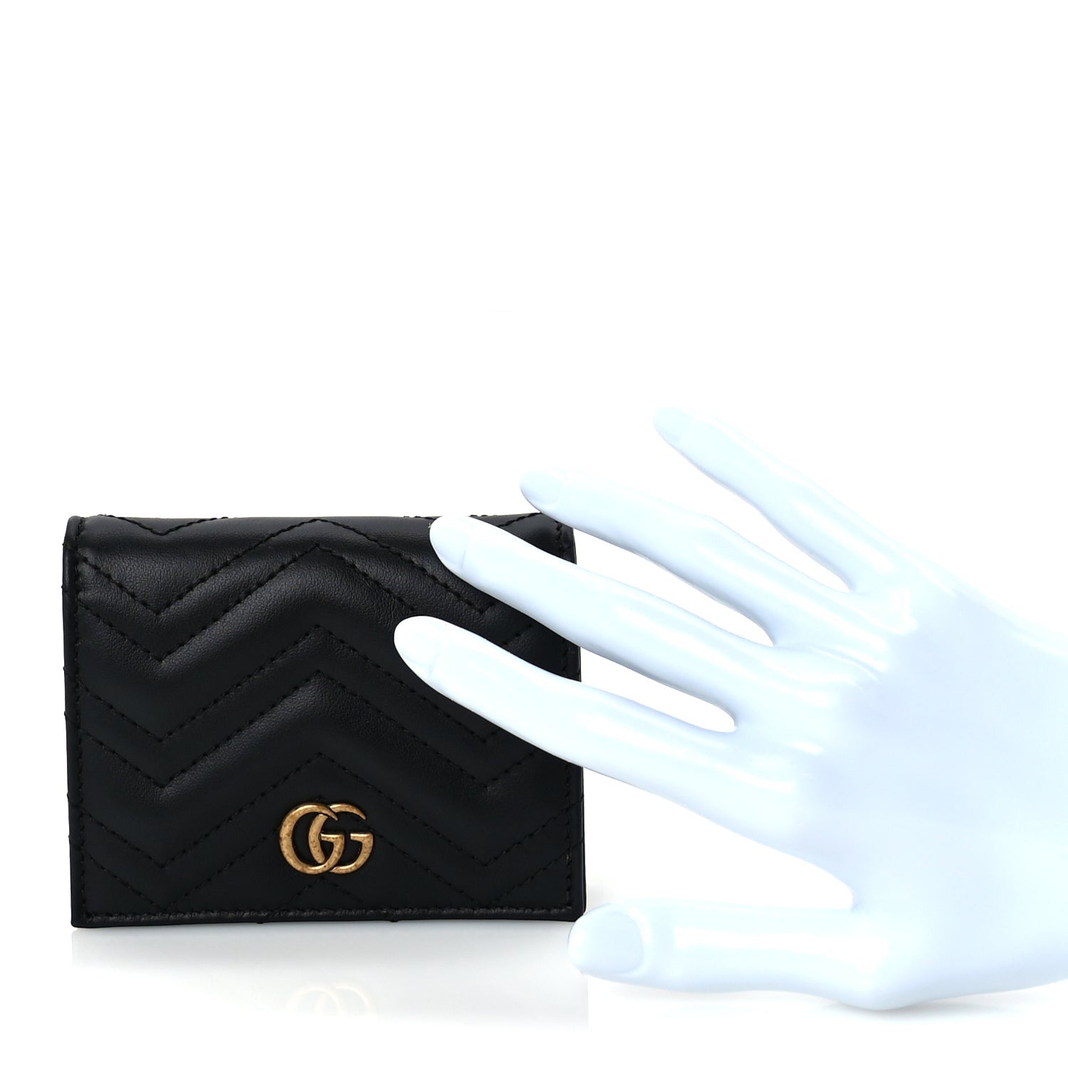 Gucci Calfskin Matelasse GG Marmont Card Case Wallet Black 2 of 7