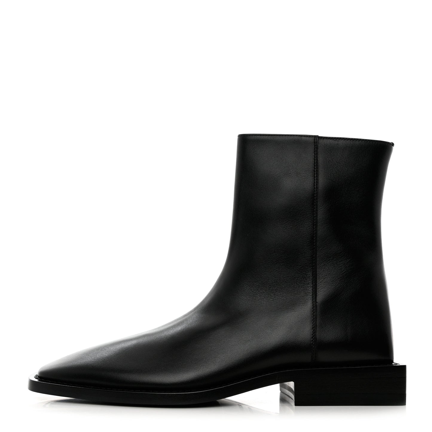 Calfskin Soft Rim Ankle Booties 40 Black