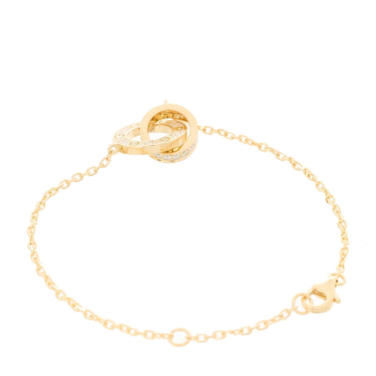 Cartier 18K Yellow Gold Diamond Pave Love Chain Bracelet 2 of 4