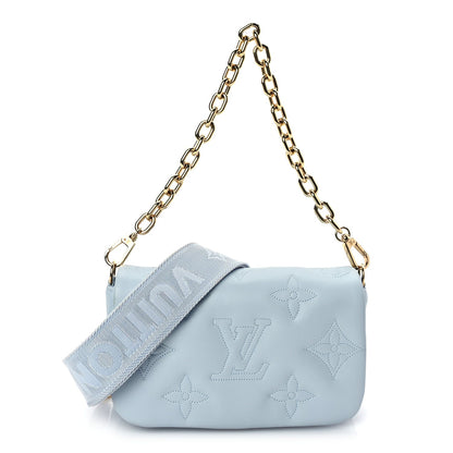 Louis Vuitton Calfskin Bubblegram Wallet On Strap Ice Blue 1 of 8
