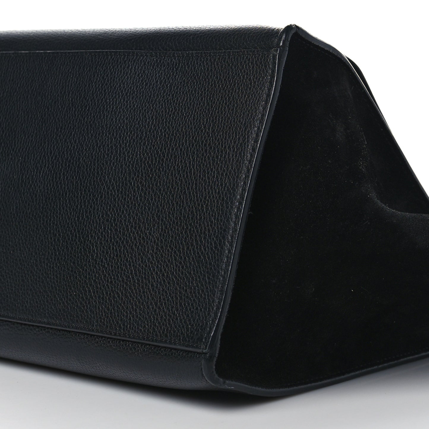 Drummed Calfskin Suede Small Trapeze Black