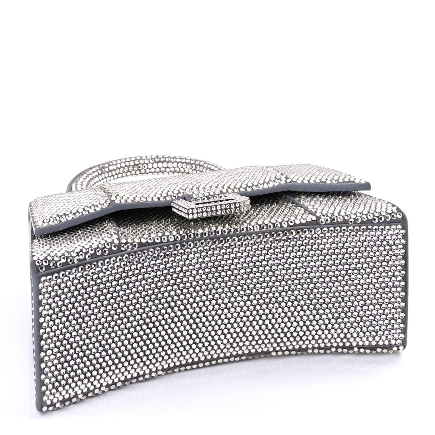Strass Suede Hourglass Top Handle Bag XS  Smoke Grey Crystal