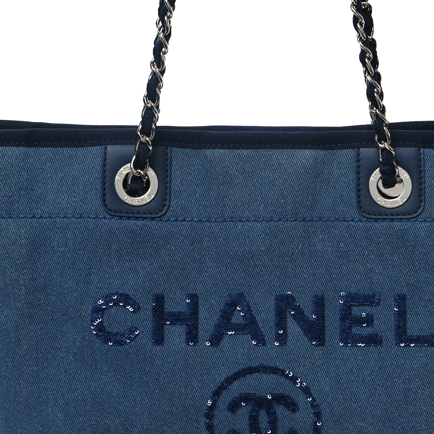 Chanel Canvas Sequin Small Deauville Tote Navy 8 of 12
