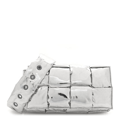 Bottega Veneta Metallic Lambskin Maxi Intrecciato Padded The Belt Cassette Bag Silver 1 of 10