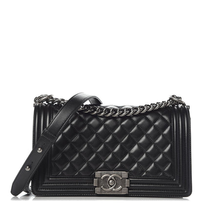 Chanel Lambskin Quilted Medium Boy Flap Black 1 of 11