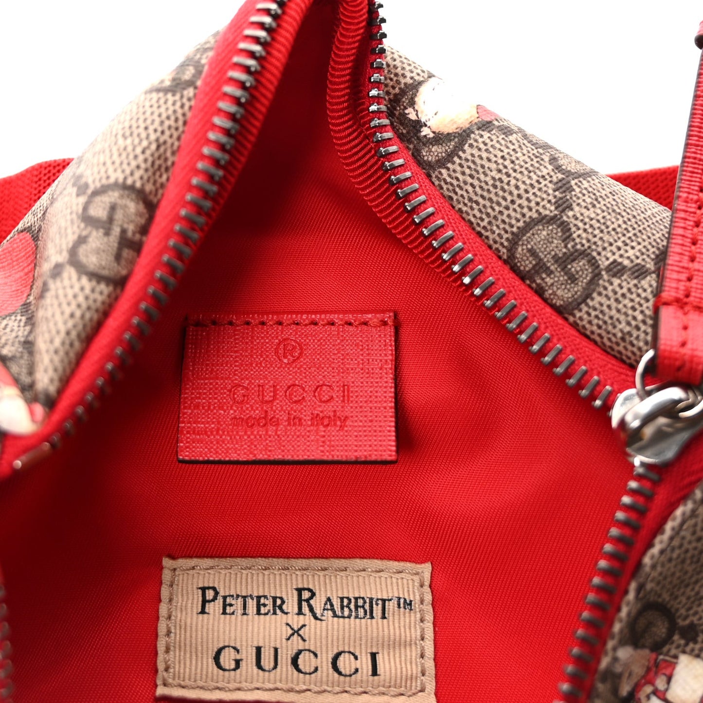 X PETER RABBIT GG Supreme Monogram Rabbit Print Childrens Belt Bag Beige Ebony Red
