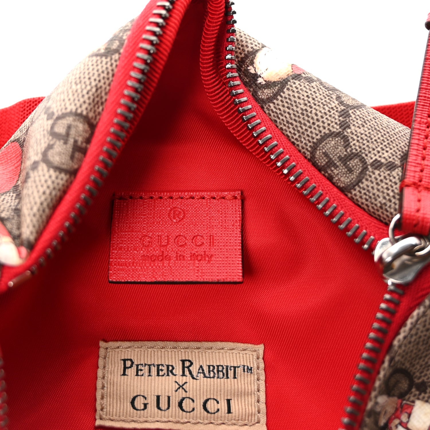 Gucci X PETER RABBIT GG Supreme Monogram Rabbit Print Childrens Belt Bag Beige Ebony Red 8 of 8