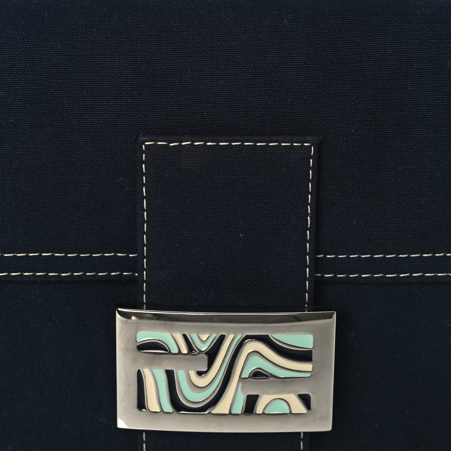 Fendi Canvas Enamel Baguette Blue 6 of 8