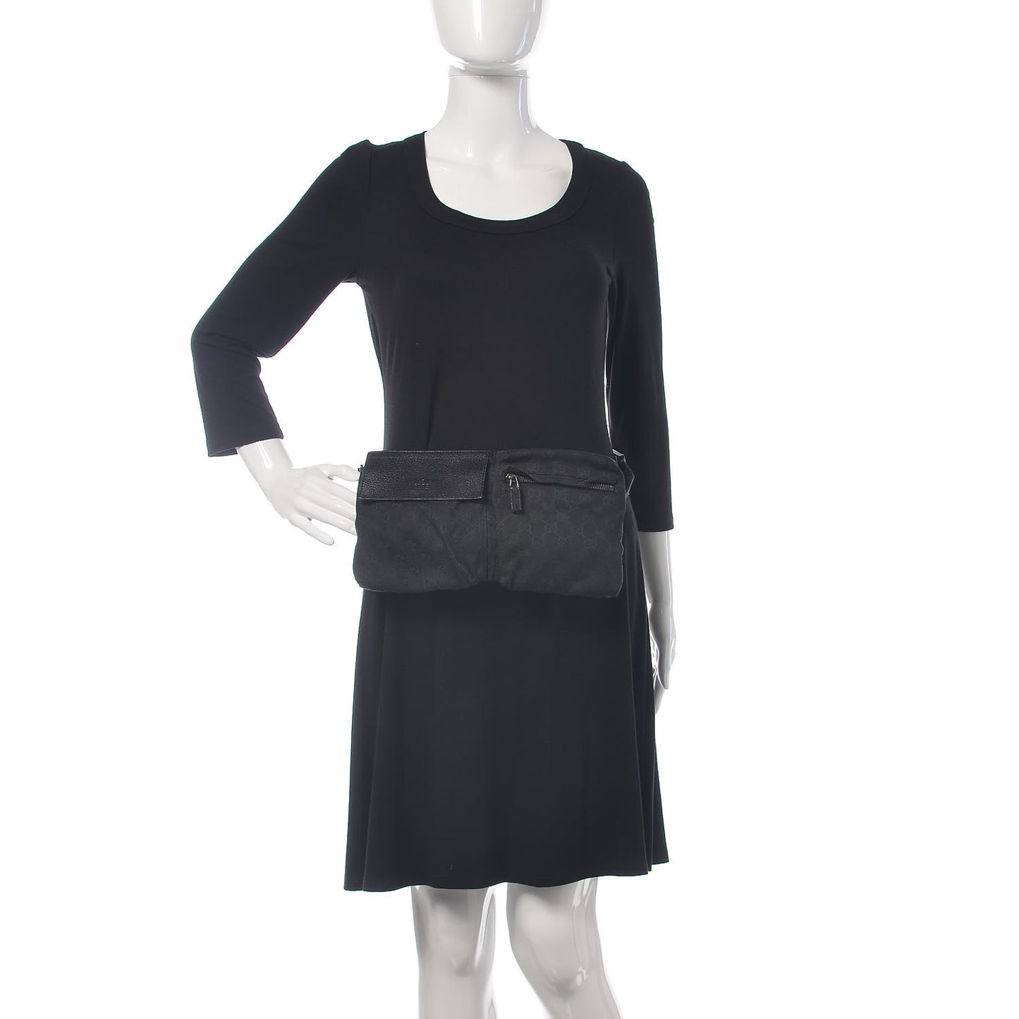 GG Monogram Double Pocket Belt Bag Black