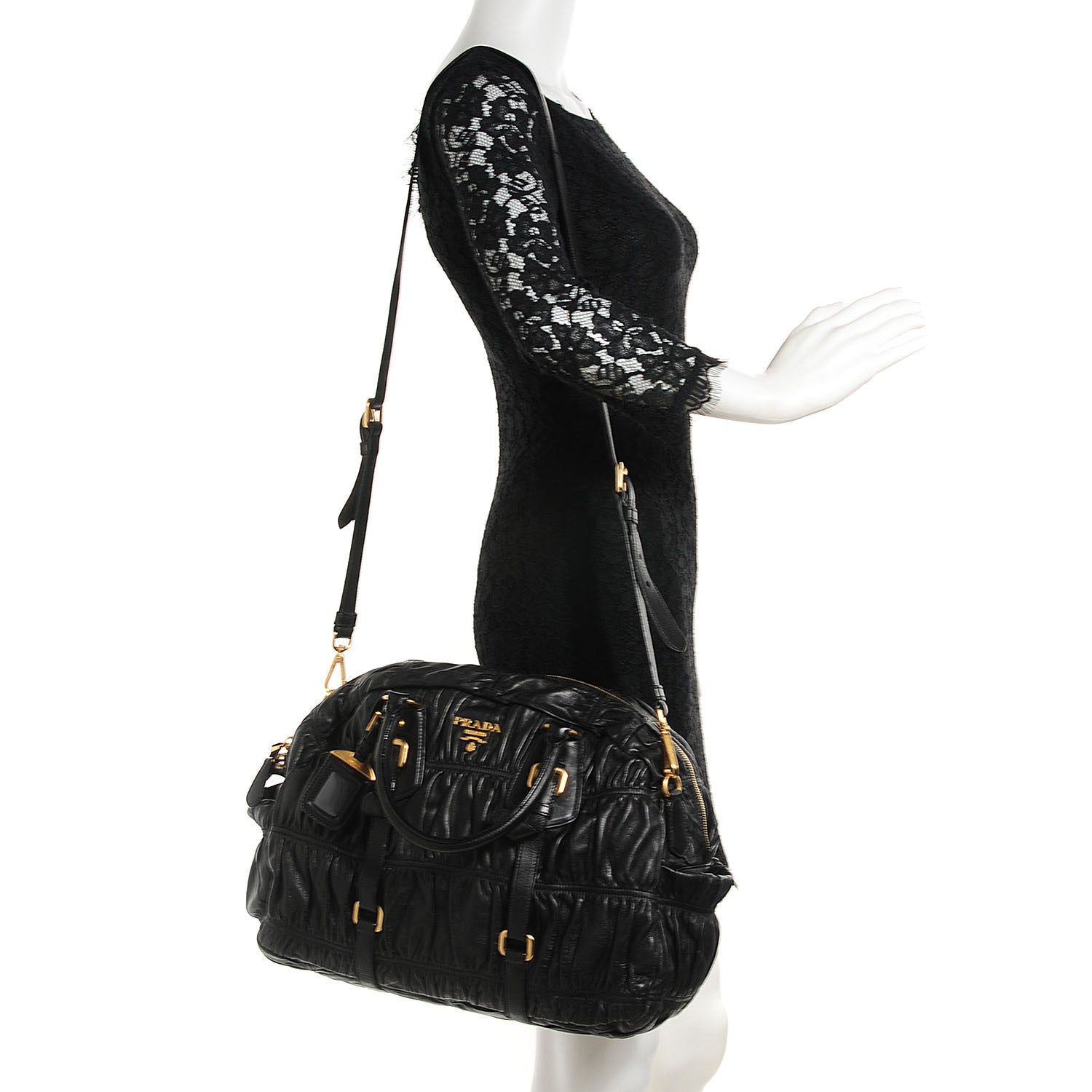 Prada Nappa Gaufre Tote Nero Black 2 of 8