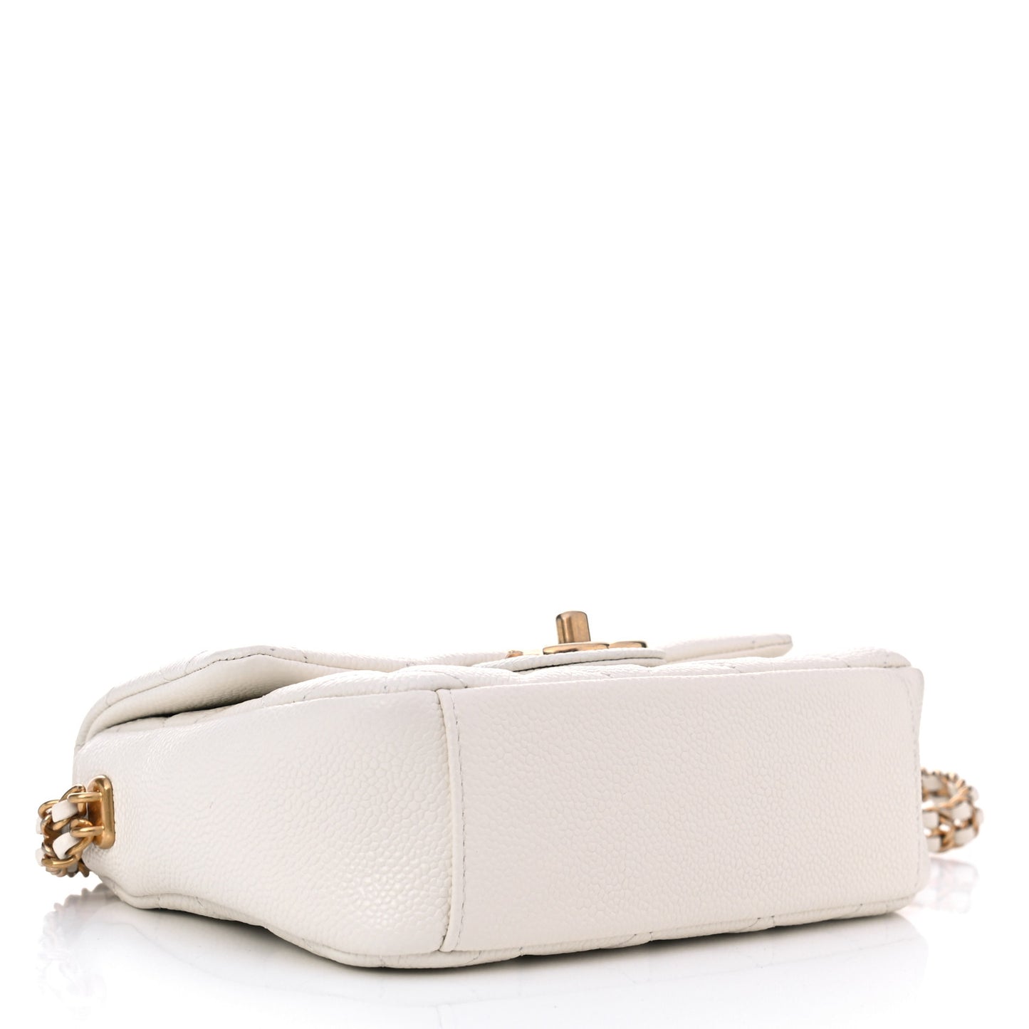 Caviar Quilted Mini Chain Soul Flap White