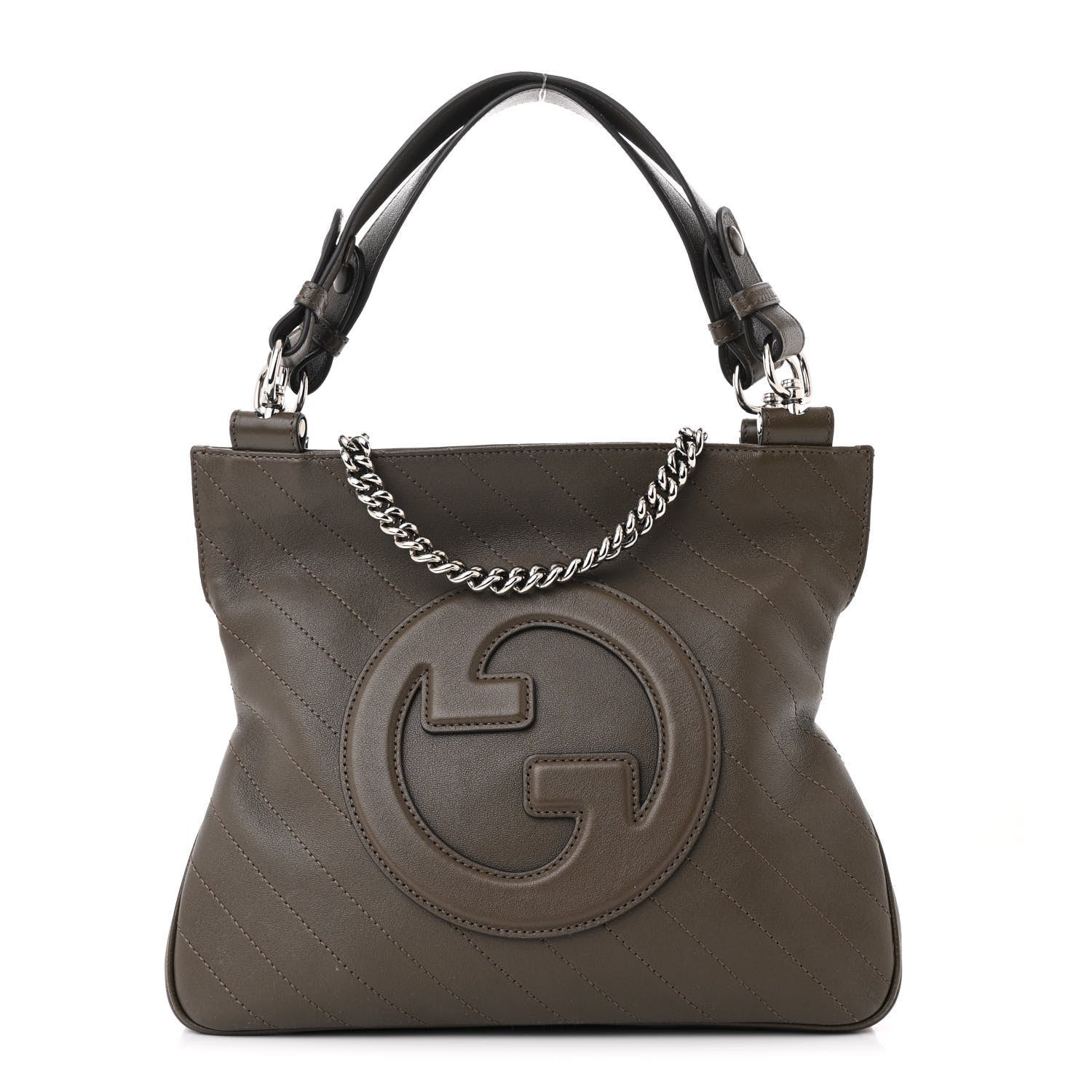 Gucci Sakai Be Green Calfskin Diagonal Stitched Small Blondie Tote Craclet Brown 1 of 7