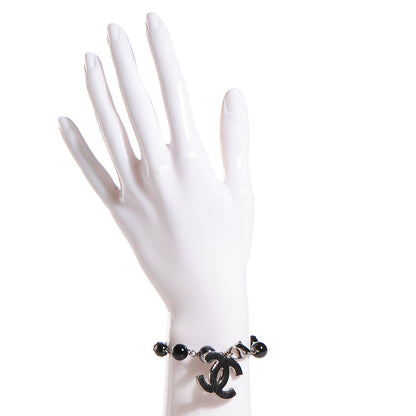 Chanel Beaded CC Bracelet Black Ruthenium 2 of 3
