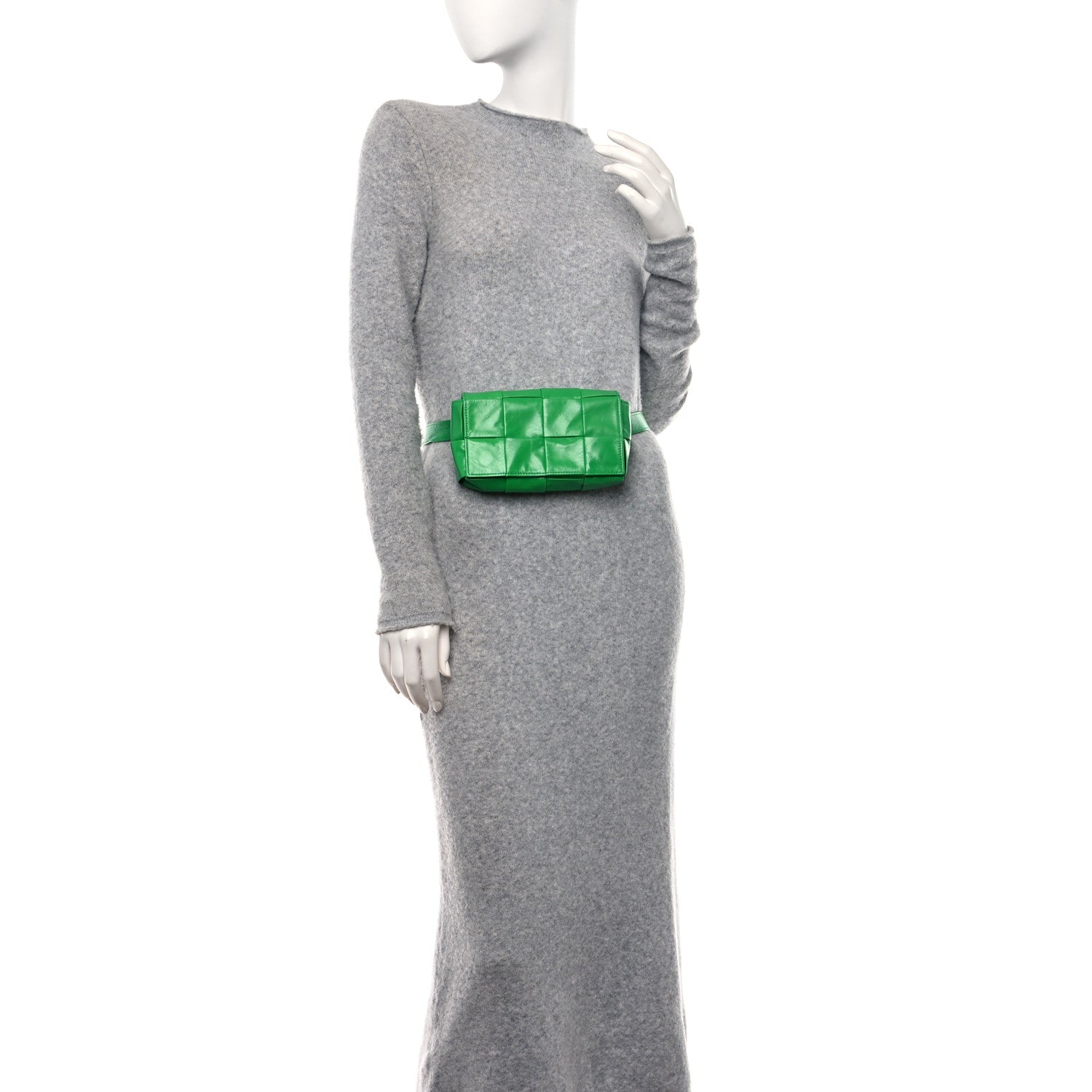 Bottega Veneta Paper Calfskin Intreccio Cassette Belt Bag Parakeet 3 of 12