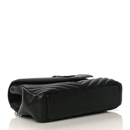 Saint Laurent Sheepskin Matelasse Chevron Monogram Medium College Bag Black 4 of 20