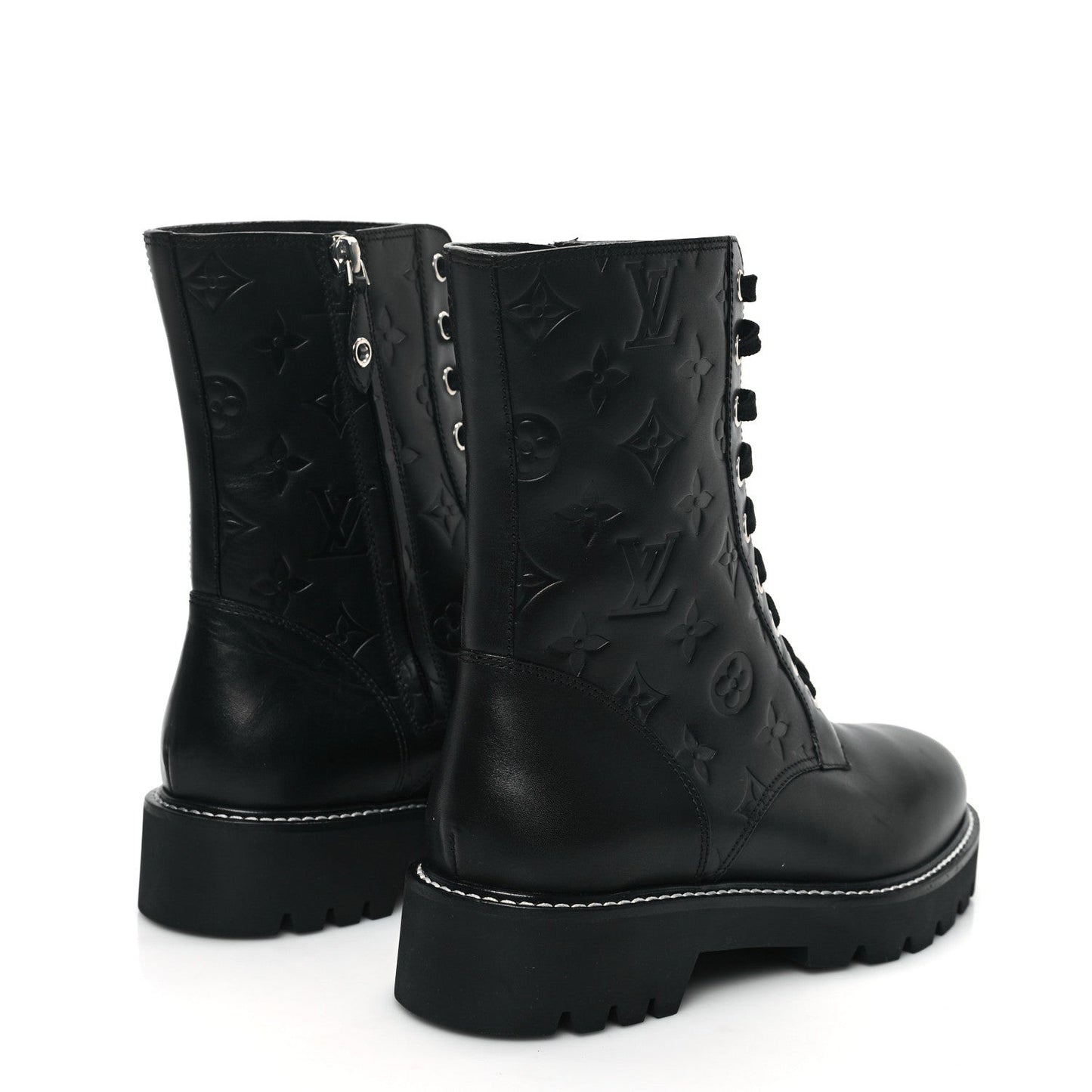 Calfskin Monogram Territory Flat Ranger Boots Black