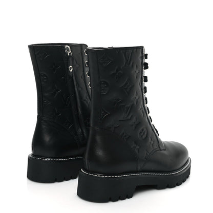 Louis Vuitton Calfskin Monogram Territory Flat Ranger Boots Black 5 of 7