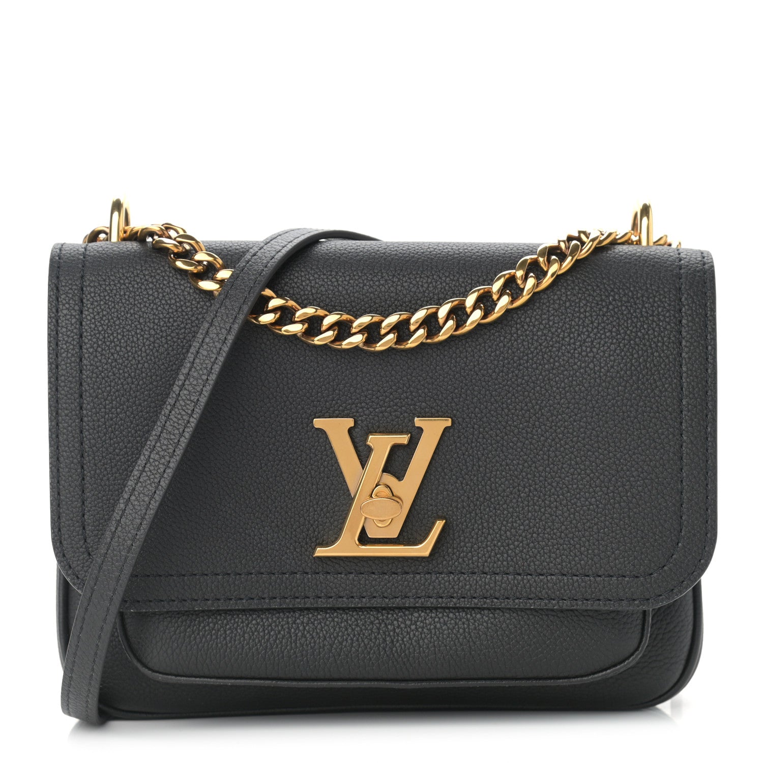 Louis Vuitton Grained Calfskin Lockme Chain Bag Black 1 of 10