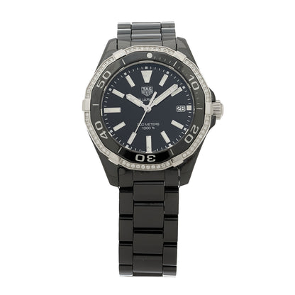 Tag Heuer Ceramic Diamond Bezel 35mm Aquaracer Lady Quartz Watch Black WAY1395 1 of 5