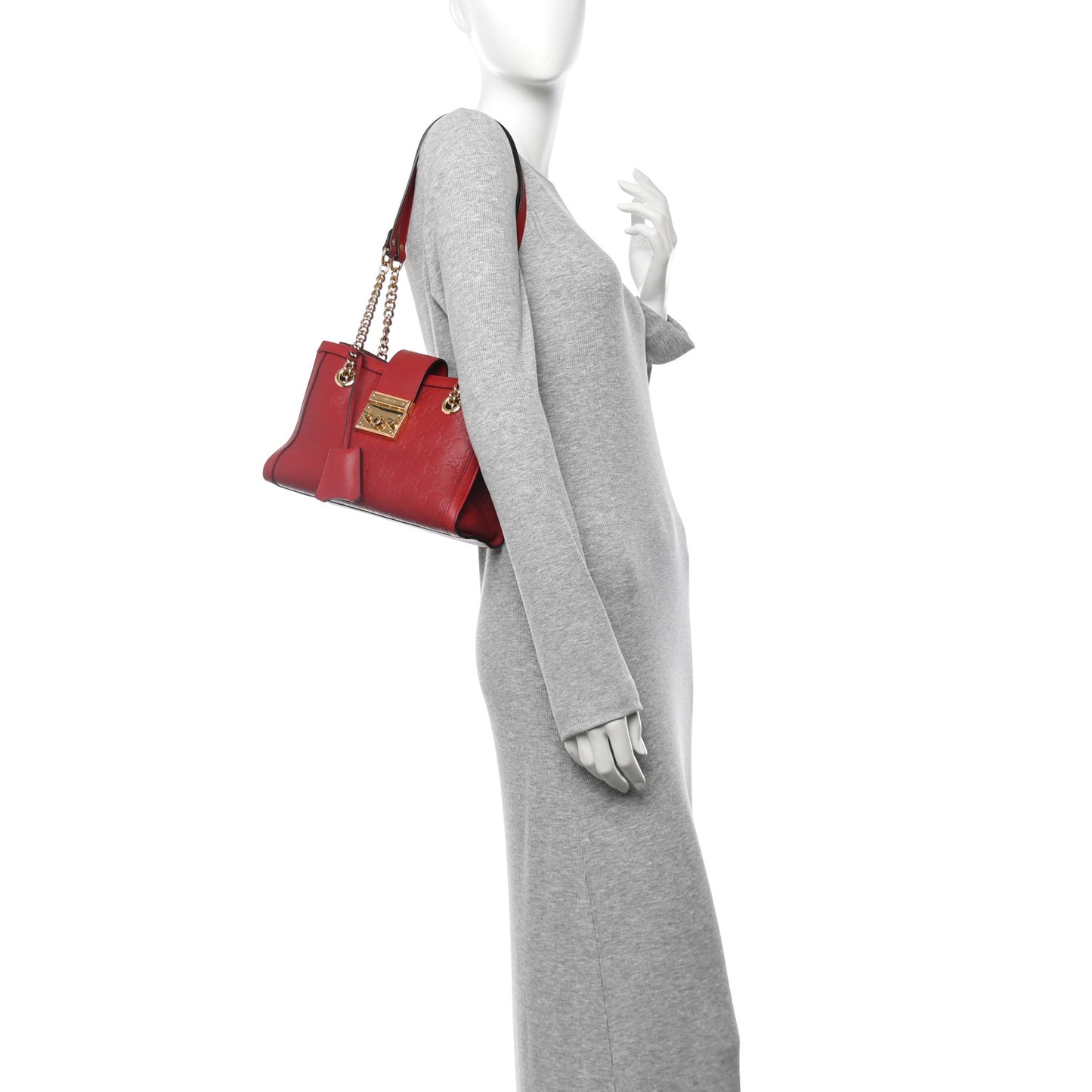 Guccissima Small Padlock Tote Red