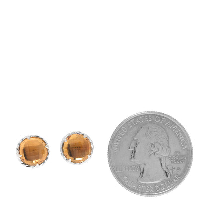 David Yurman Sterling Silver Citrine 8mm Chatelaine Earrings 2 of 4