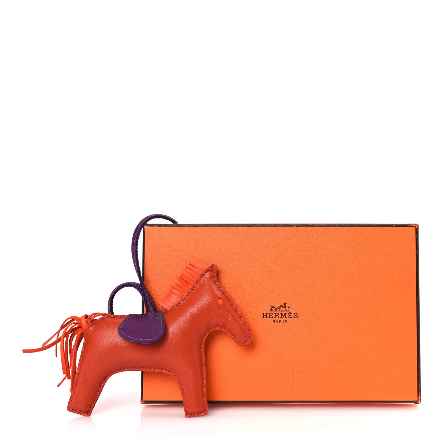 Milo Lambskin Grigri Rodeo Horse Bag Charm MM  Cornaline Orange Poppy Violet