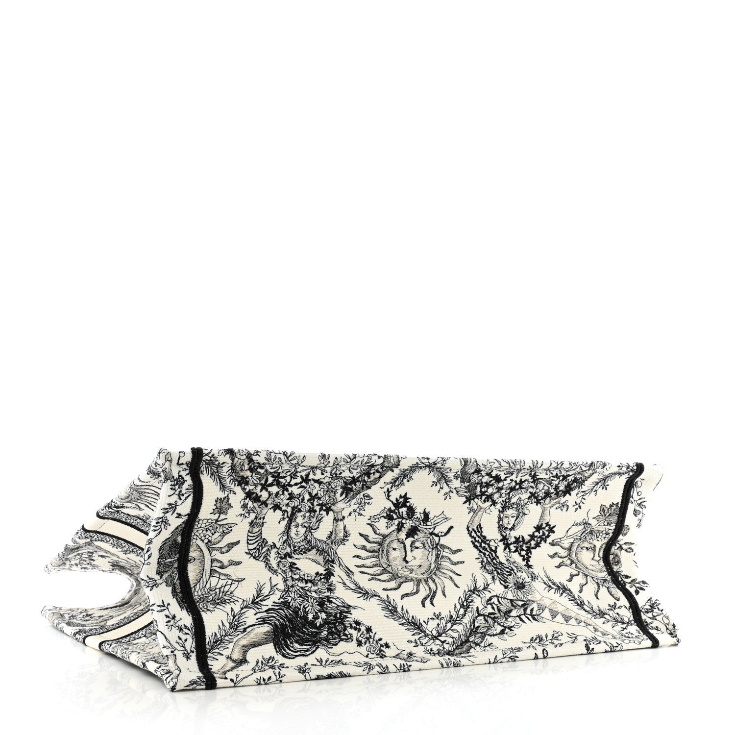 Christian Dior Canvas Embroidered Large Toile de Jouy Soleil Book Tote Black White 4 of 7