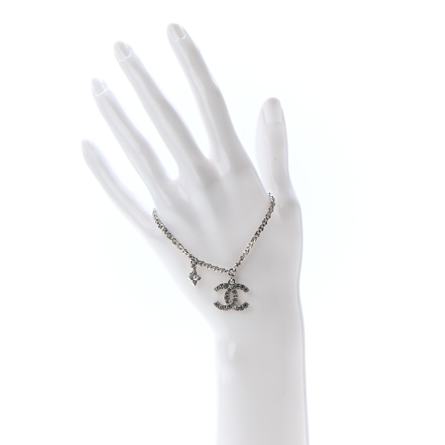 Pearl Crystal CC Bracelet Silver