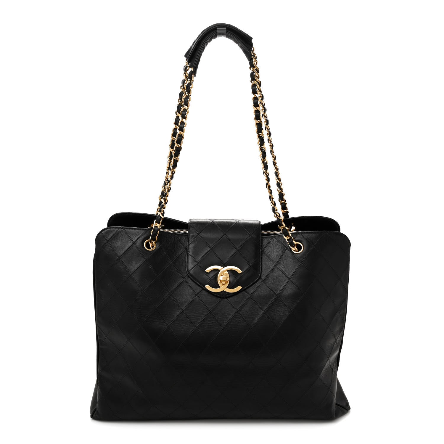 Chanel Calfskin Stitched XL Weekender Black 1 of 15