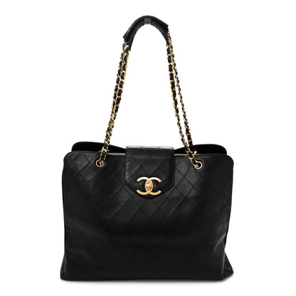 Chanel Calfskin Stitched XL Weekender Black 1 of 15